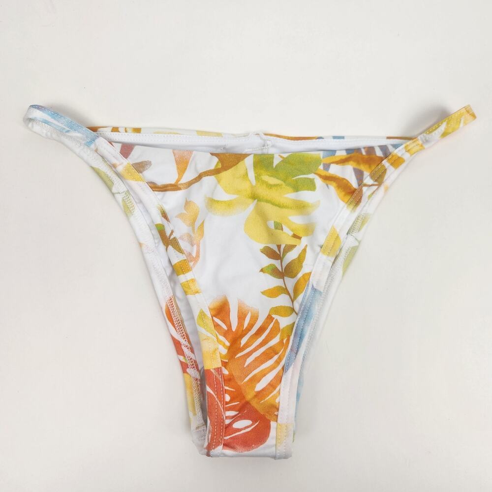 L*Space Jay Bikini Bottom Bitsy Cut In White Floral Size Small NWT